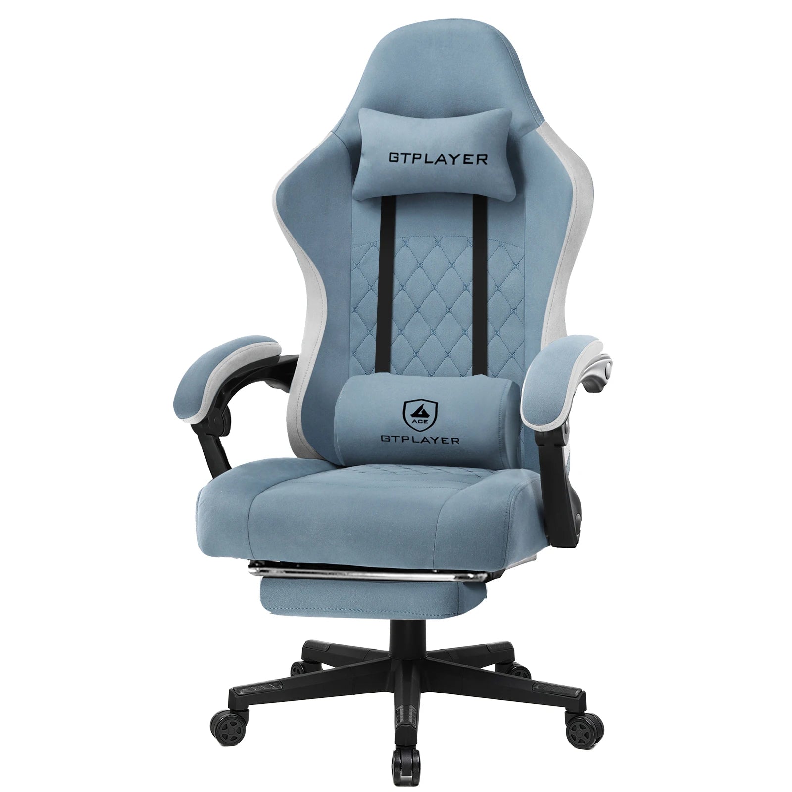 GTPLAYER Sedia Gaming Ergonomica con Poggiapiedi, Poltrona Gamer  con Braccioli Collegati e Cuscino a Molla
