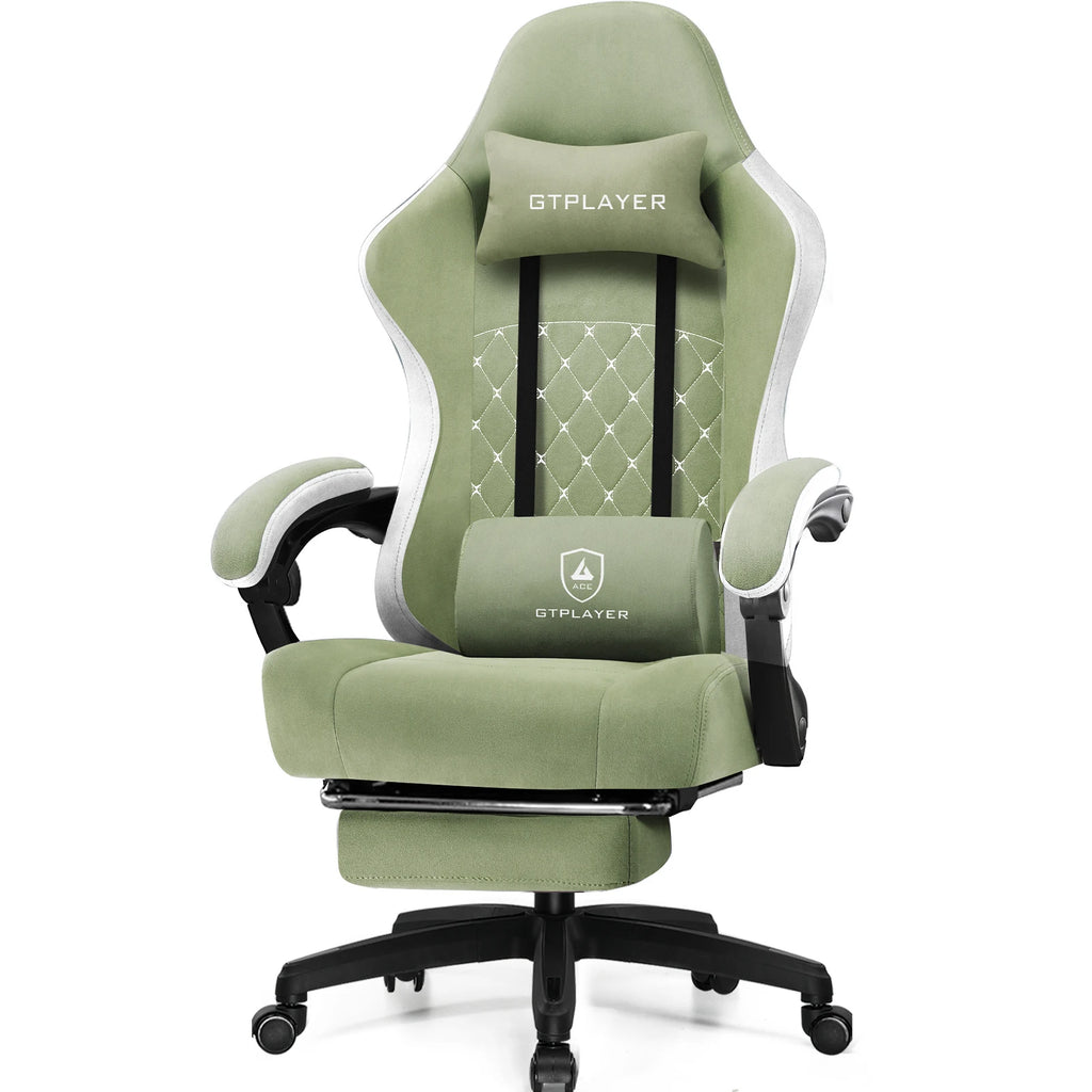 GTPLAYER Sedia Gaming Ergonomica con Poggiapiedi, Poltrona Gamer  con Braccioli Collegati e Cuscino a Molla