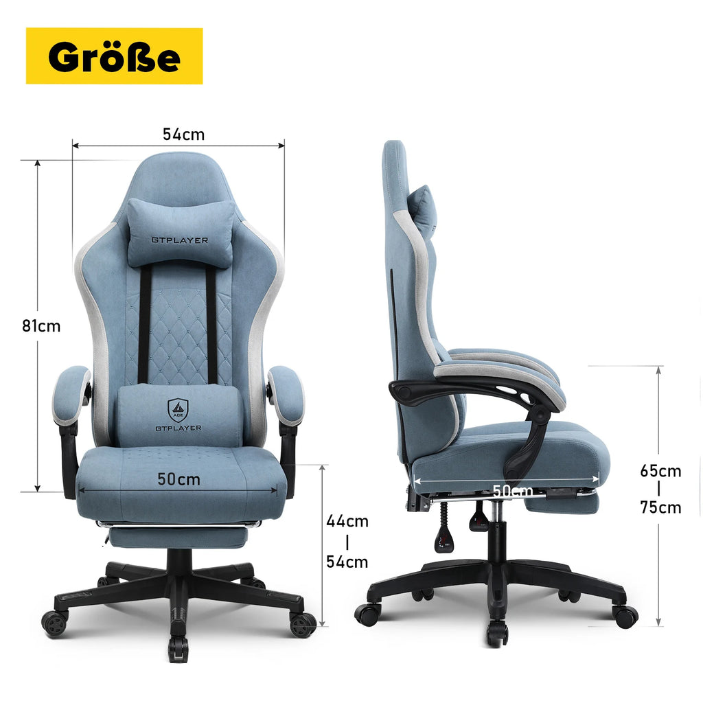 GTPLAYER Sedia Gaming Ergonomica con Poggiapiedi, Poltrona Gamer  con Braccioli Collegati e Cuscino a Molla