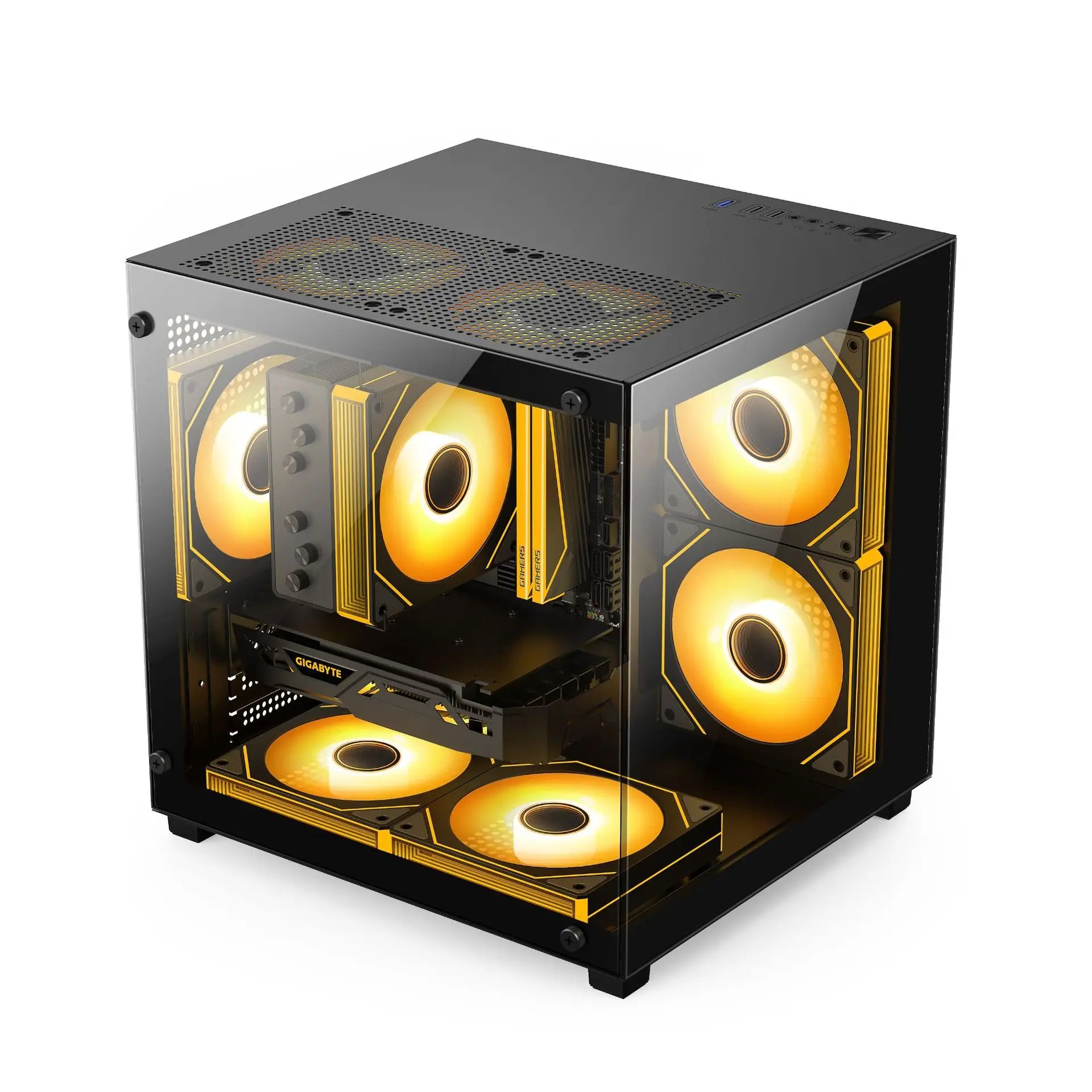 Micro ATX Vertical Small Glass Side Transparent CPU Casing Gaming Case for Desktop Computer