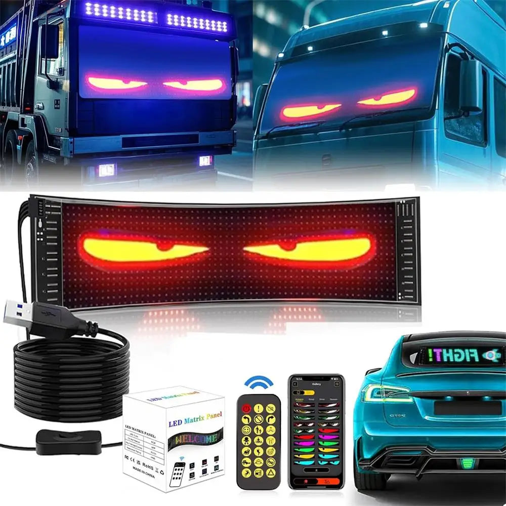 Truck Devil's Eye with App USB LED Eyes for Cars Flex Smart Sticker Flexible Display Vehicle Rear Window LED Decal Screen