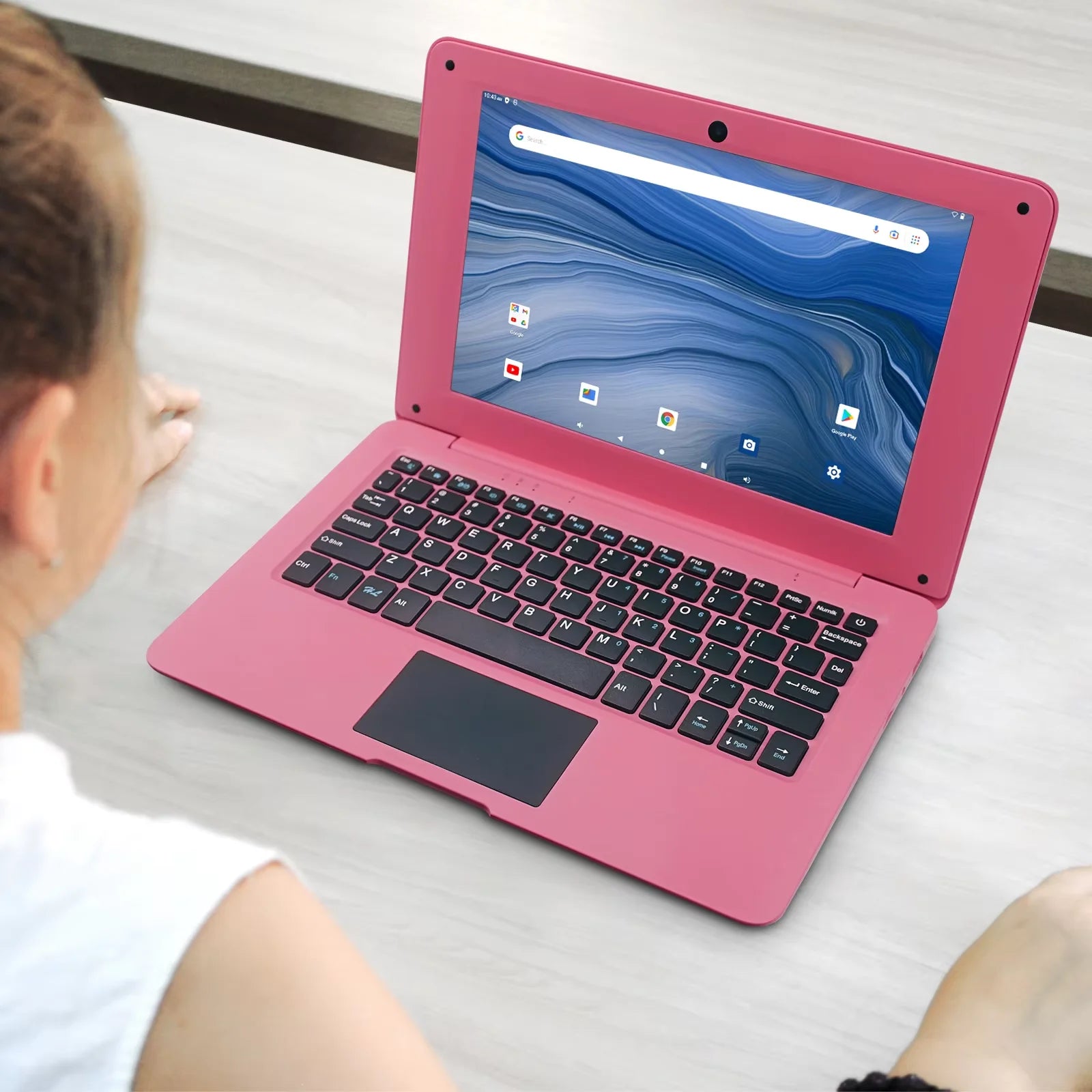 New Ultra-Thin Low Price Android 12 4GB RAM 128GBROM 5000mA 2 Speakers 10.1-inch Quad-Core Portable Laptop Computer Stock US