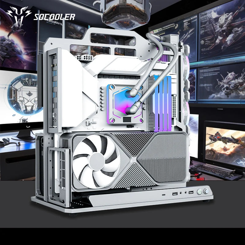 Socooler Programmer SOC-AP Mid Tower Aluminum Alloy Silver PC Gamer Case New Micro ATX Supporting Gaming Desktop Computer Case