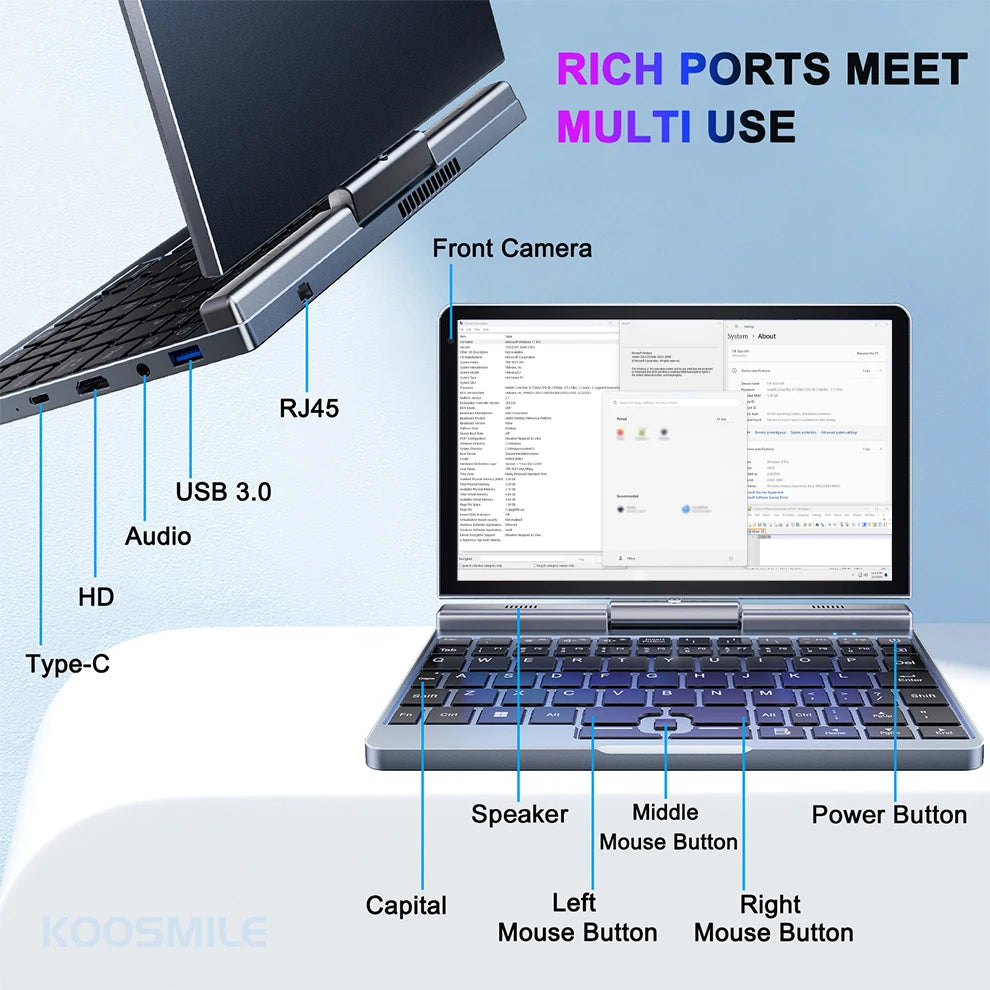 Handheld Computer Gaming Portable Mini Laptop Wins 11 8 Inch Touch Screen Office Notebook Pocket Netbook Win10 Mini Laptop