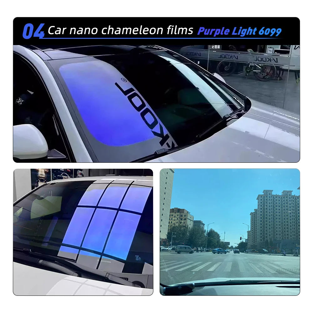 Blue Purple Green Red Chameleon Window Tint Film for Cars Dark Outside Clear Inside Anti-Scratch Auto Window Film