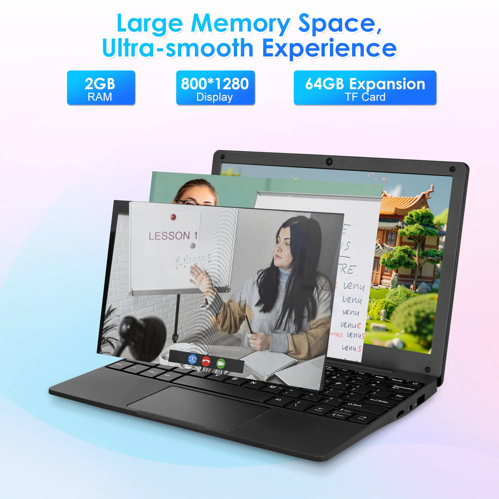 New 10.1 Inch IPS Mini Laptop Allwinner A133 Quad Core 2GB 64GB Android 12.0 Portable Education Laptop for Kids and Students