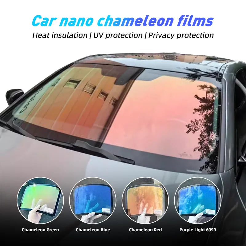 Blue Purple Green Red Chameleon Window Tint Film for Cars Dark Outside Clear Inside Anti-Scratch Auto Window Film