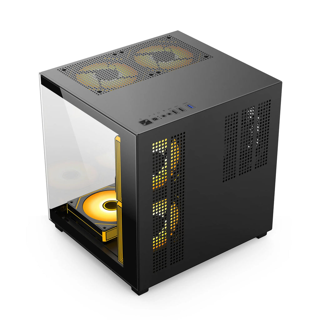 Micro ATX Vertical Small Glass Side Transparent CPU Casing Gaming Case for Desktop Computer