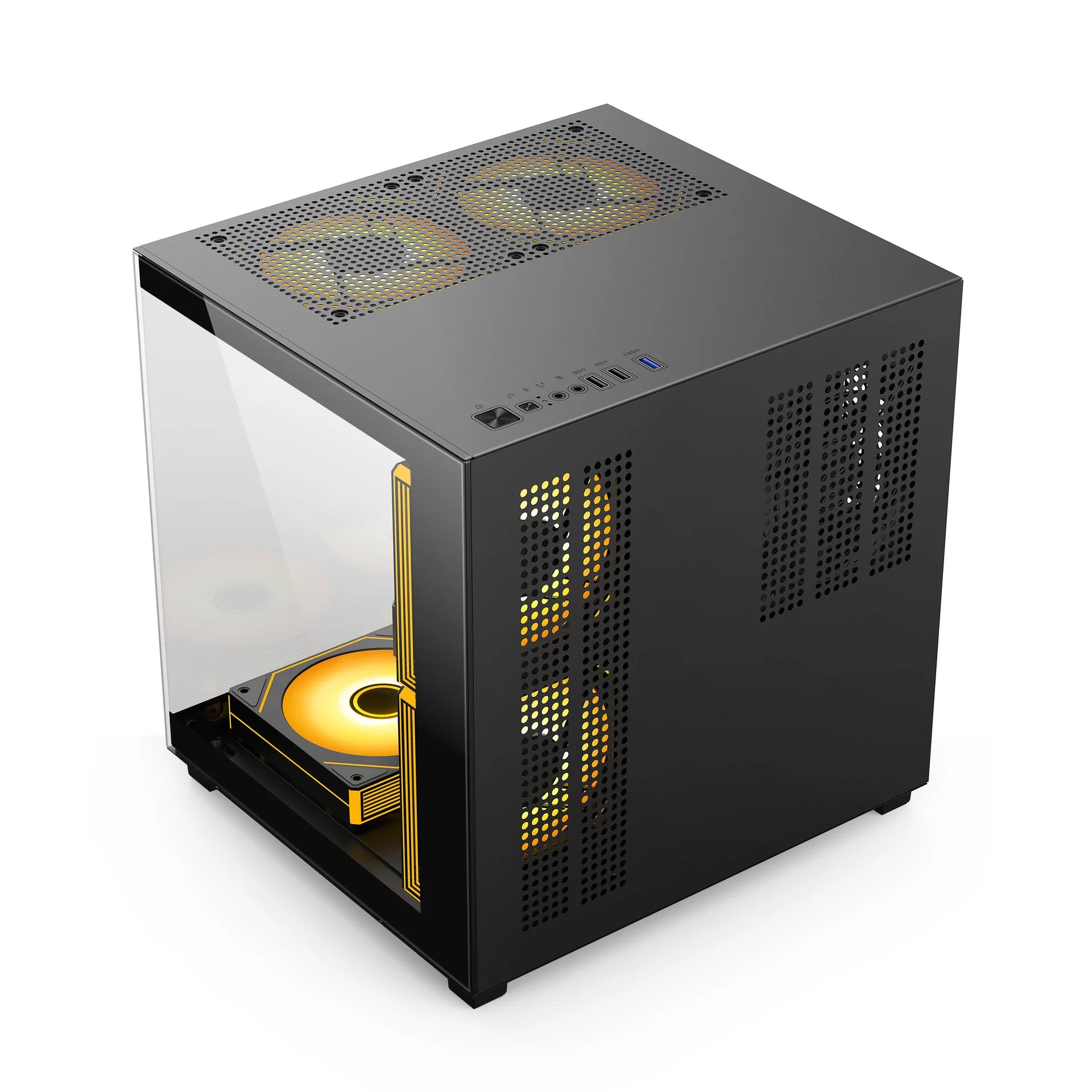 Micro ATX Vertical Small Glass Side Transparent CPU Casing Gaming Case for Desktop Computer