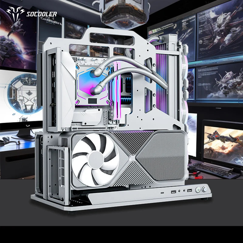 Socooler Programmer SOC-AP Mid Tower Aluminum Alloy Silver PC Gamer Case New Micro ATX Supporting Gaming Desktop Computer Case