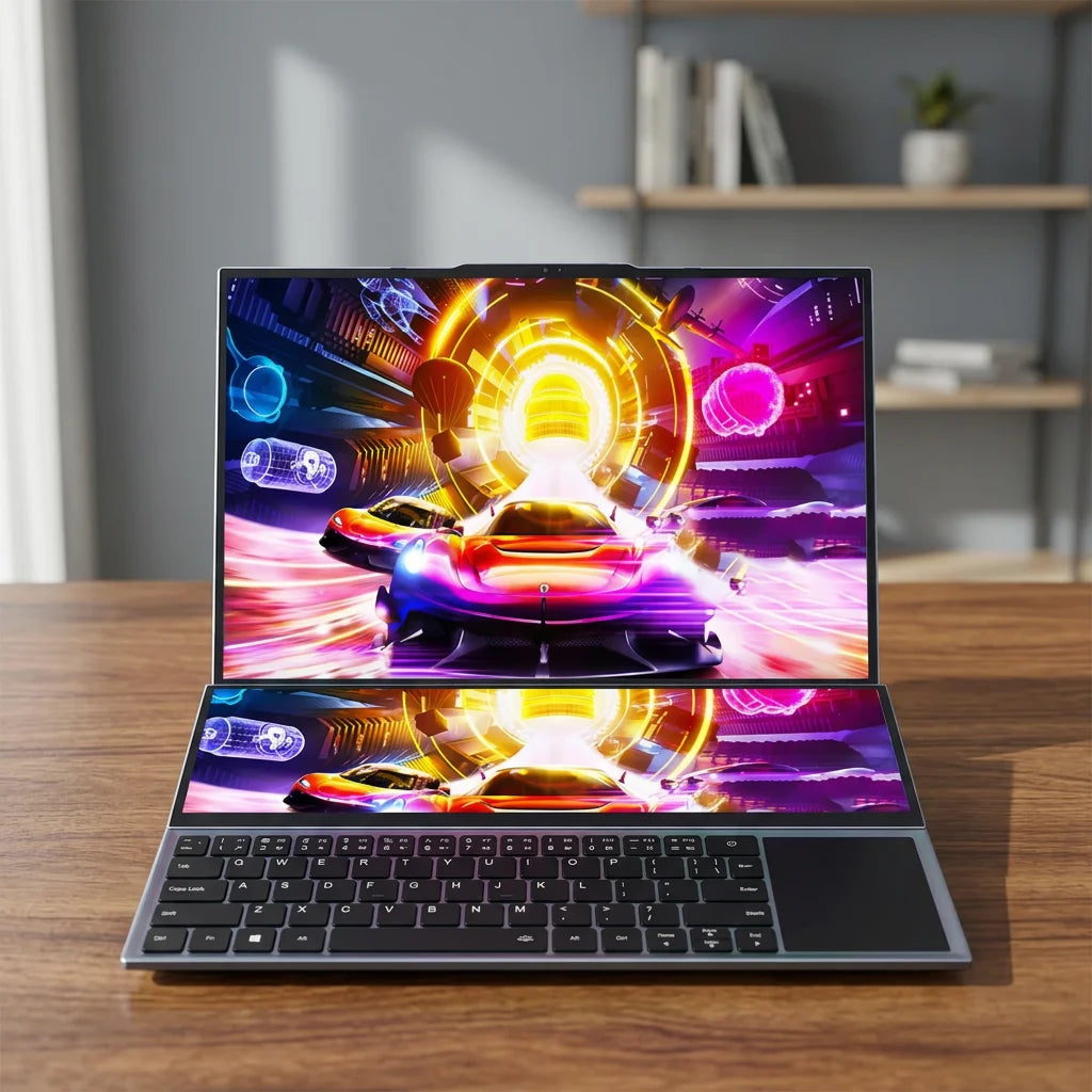 New 9th Gen Intel I7 9750H Core 16.1" +14" Dual Screen Touch IPS 16:09 1920x1200 SSD+HDD Backlit Metal Business Gaming Laptop