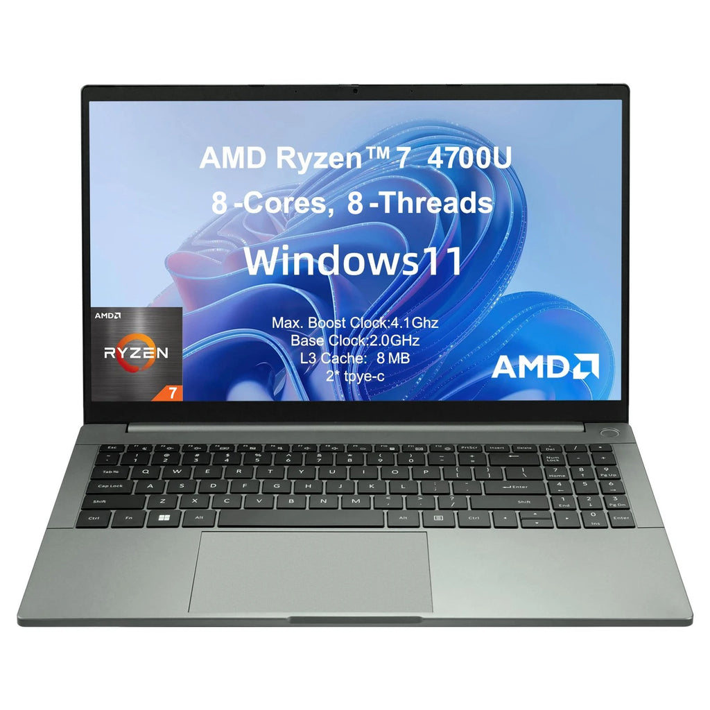2026 Brand New 15.6 Inch Business Laptops AMD Ryzen 7 4700U Metal Case Windows 11 Office Computer Notebook Netbook for Work