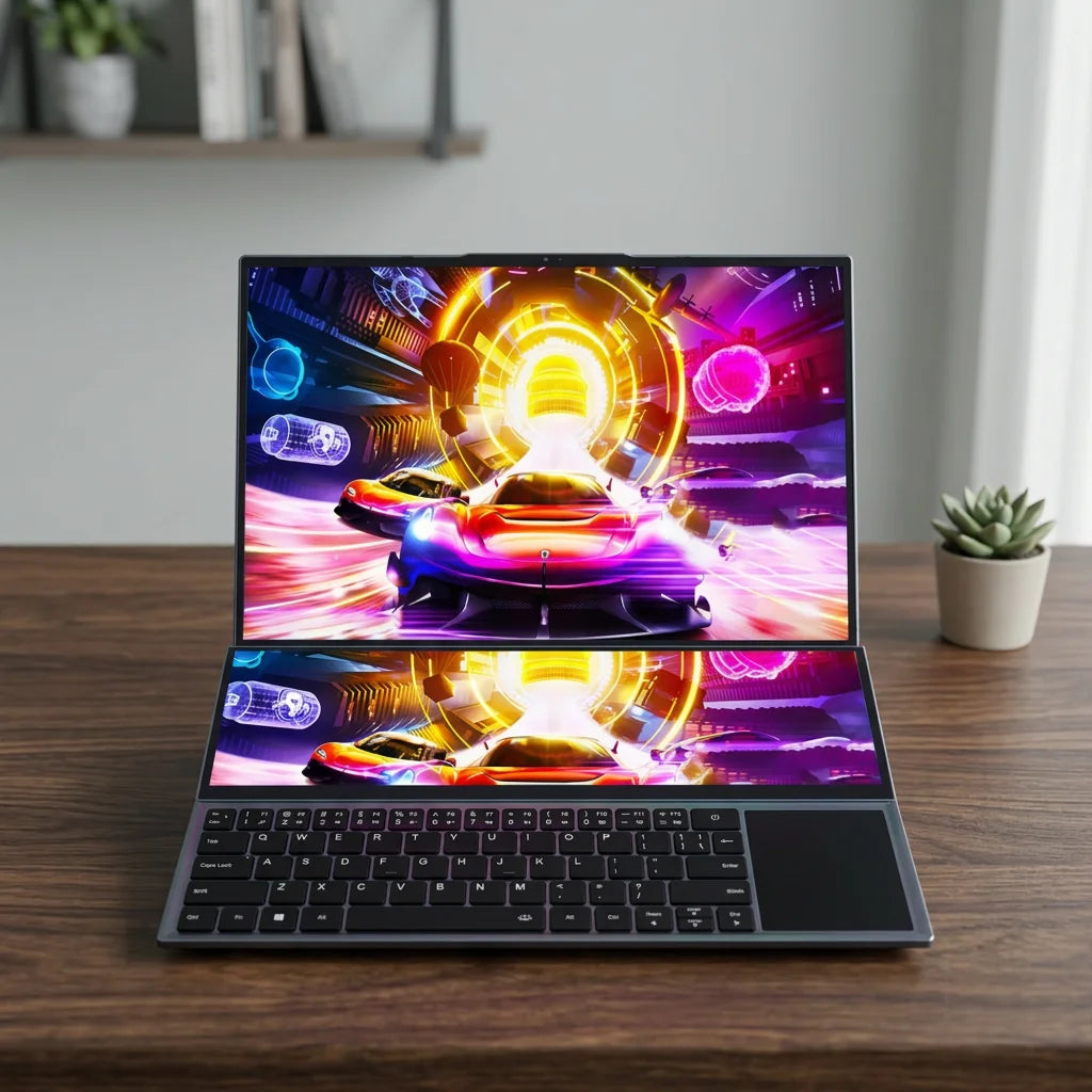 New 9th Gen Intel I7 9750H Core 16.1" +14" Dual Screen Touch IPS 16:09 1920x1200 SSD+HDD Backlit Metal Business Gaming Laptop