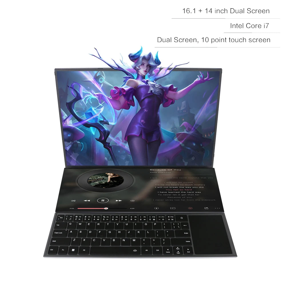 New Dual Screen Laptop Super Cheap 16+14 Inch Dual Screen Core I7 I9 Gaming Laptop Computer 1/2TB SSD Computer Portatil Laptop