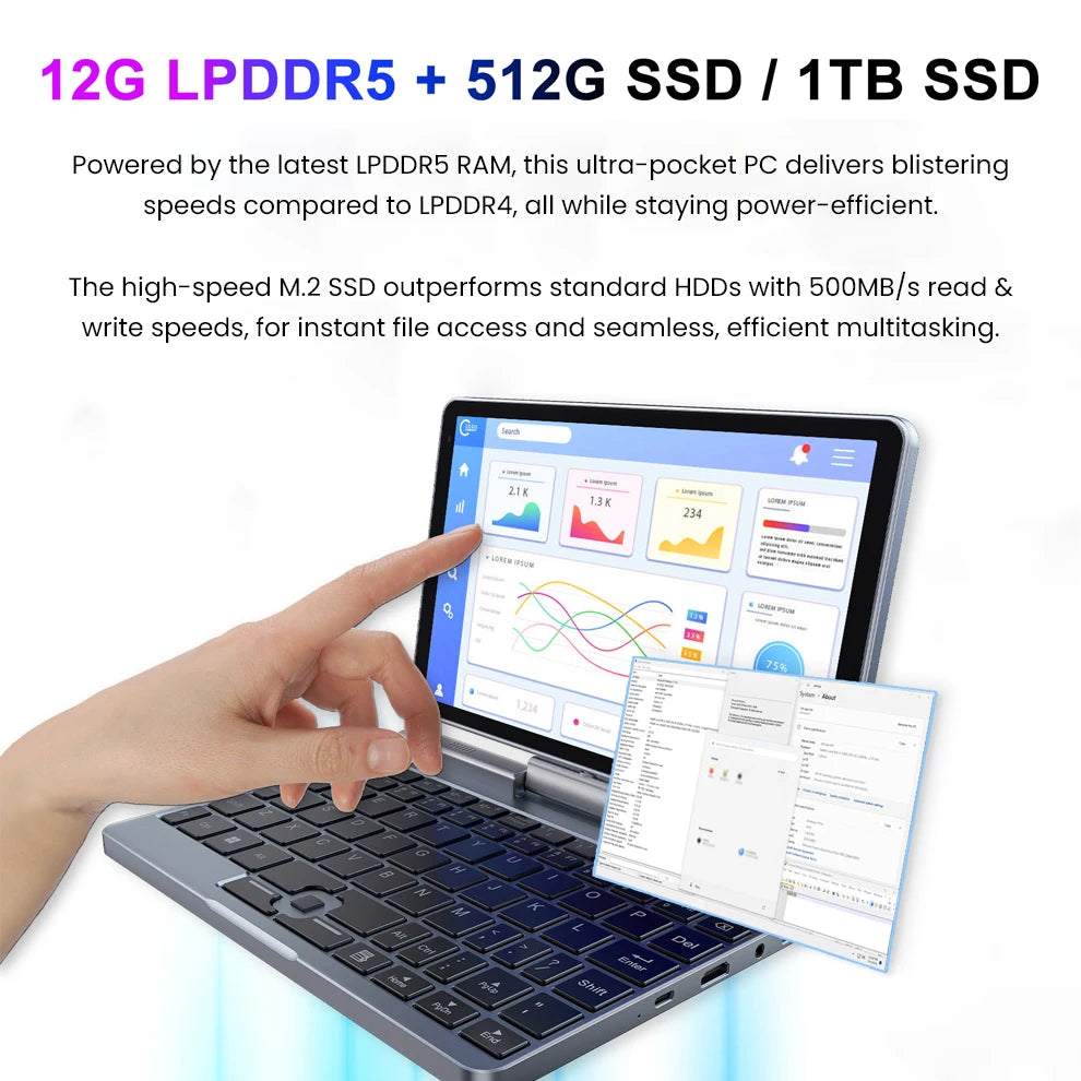 Handheld Computer Gaming Portable Mini Laptop Wins 11 8 Inch Touch Screen Office Notebook Pocket Netbook Win10 Mini Laptop