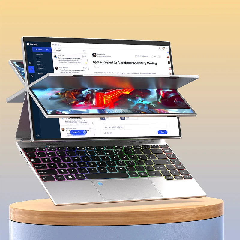 4-in-1 Touch Screen Laptop 14-inch 360-Degree Foldable Windows 11 Pro Intel N95 Quad-Core 1.7GHz 16GB RAM 2TB SSD IPS Panel Home