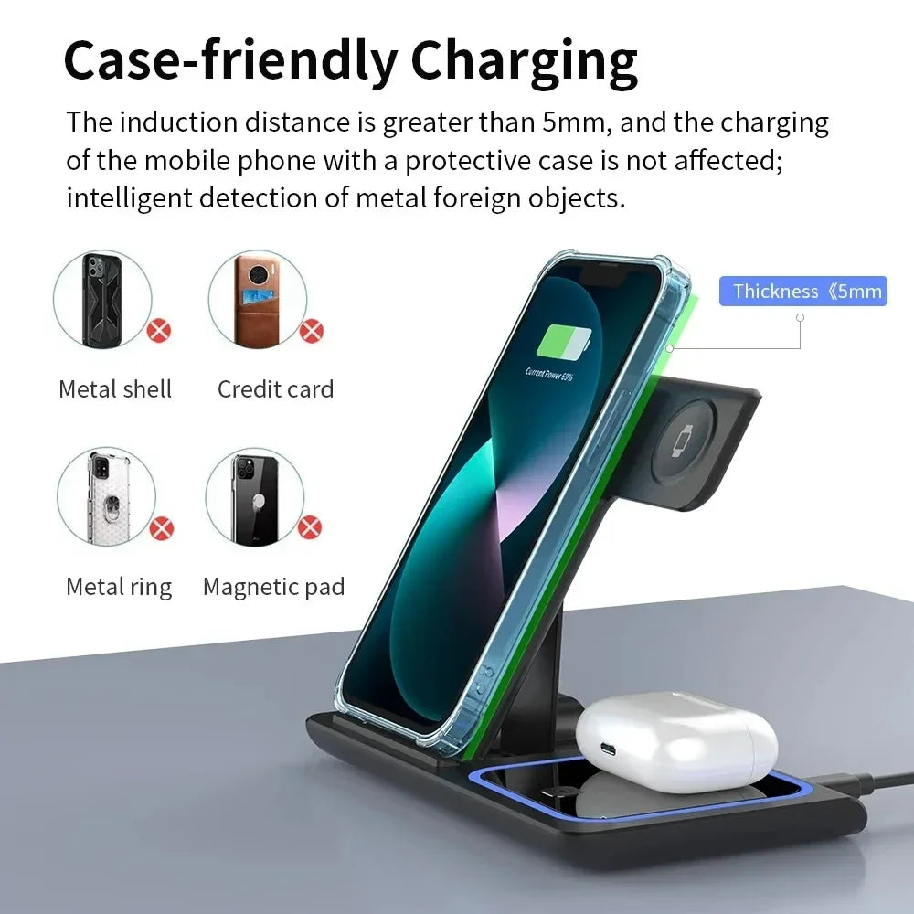 Caricatore wireless 3 in 1