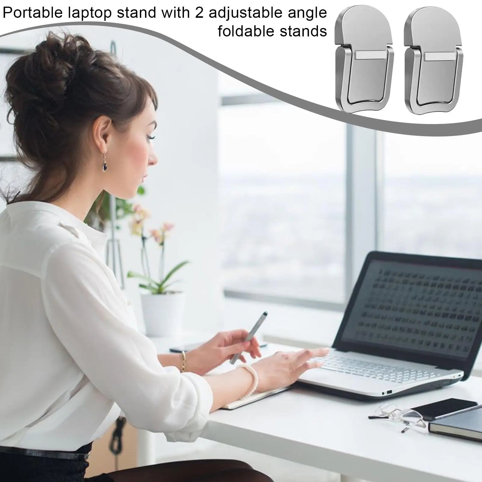 Supporto per Computer Portatile con Raffreddamento, Supporto da Scrivania Leggero e Pieghevole per Laptop