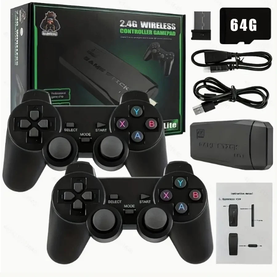 Stick per Videogiochi Wireless 2.4G con Doppio Joystick, Console di Gioco 4K, 20000+ Giochi Retrò, Regalo di Ringraziamento