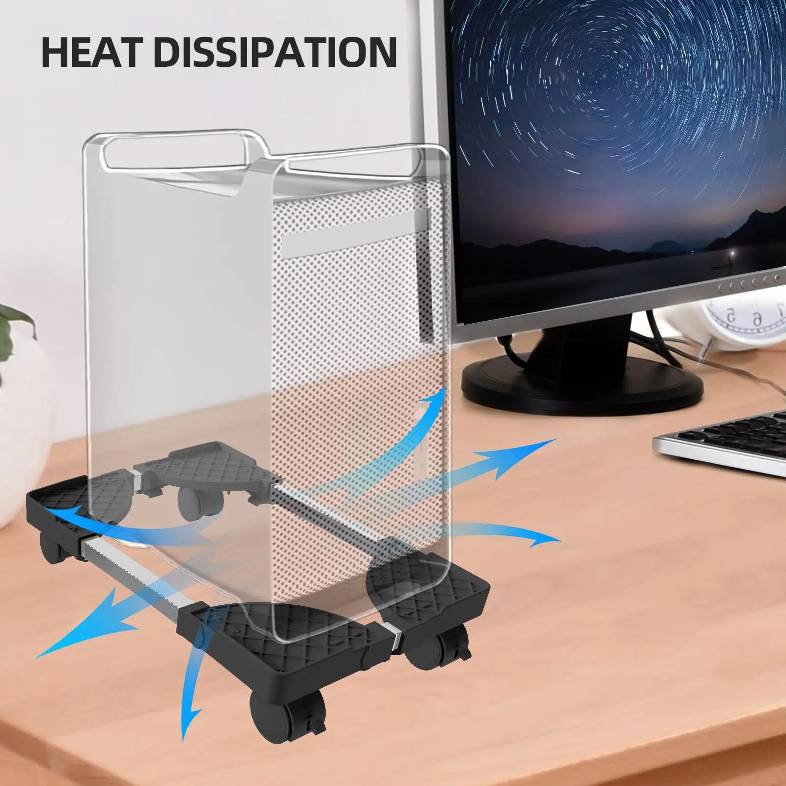 Supporto per computer per torre da tavolo adatto alla maggior parte degli accessori da scrivania per giochi per PC Supporto per CPU mobile regolabile per supporto da pavimento per PC