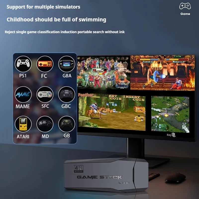 Stick per Videogiochi Wireless 2.4G con Doppio Joystick, Console di Gioco 4K, 20000+ Giochi Retrò, Regalo di Ringraziamento