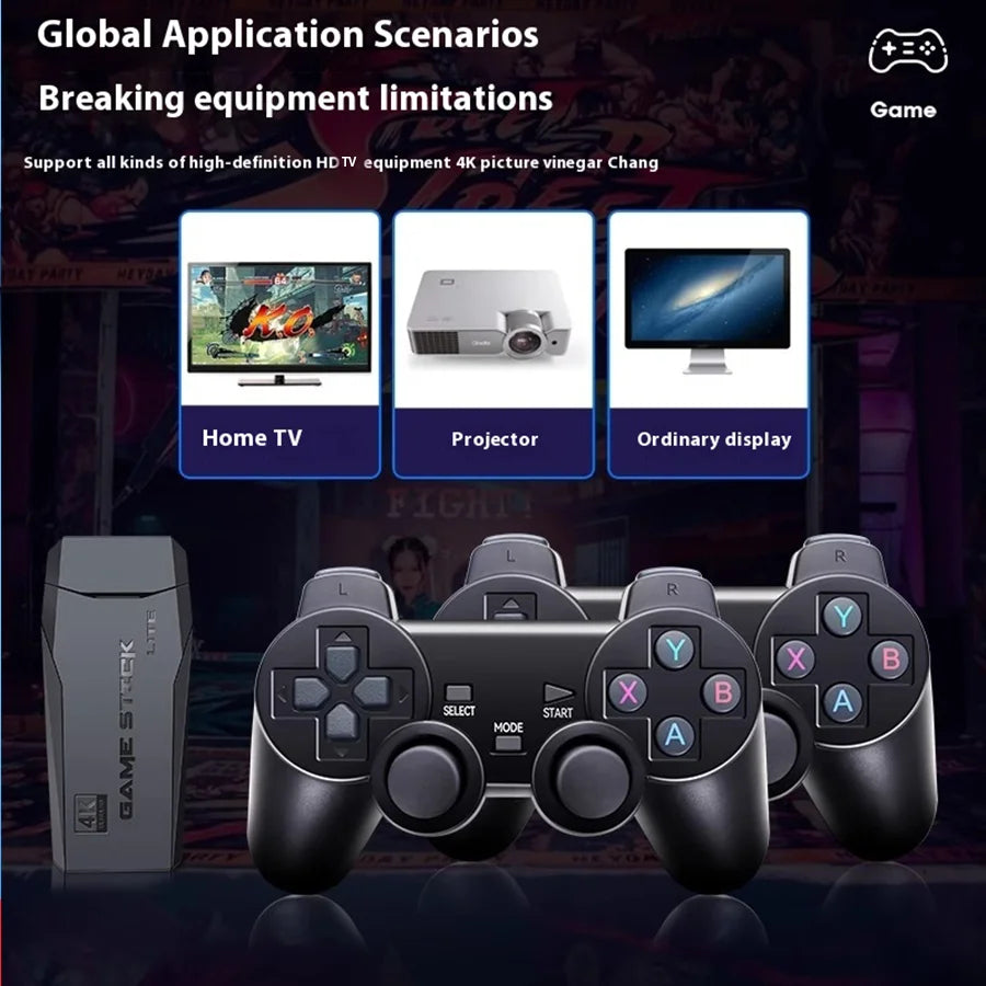 Stick per Videogiochi Wireless 2.4G con Doppio Joystick, Console di Gioco 4K, 20000+ Giochi Retrò, Regalo di Ringraziamento