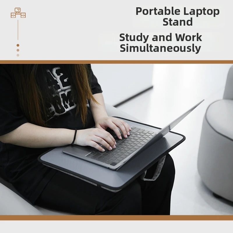 Scrivania portatile per computer, scrivania per laptop, supporto per iPad, supporto regolabile in altezza, cuscino ergonomico, borsa porta computer