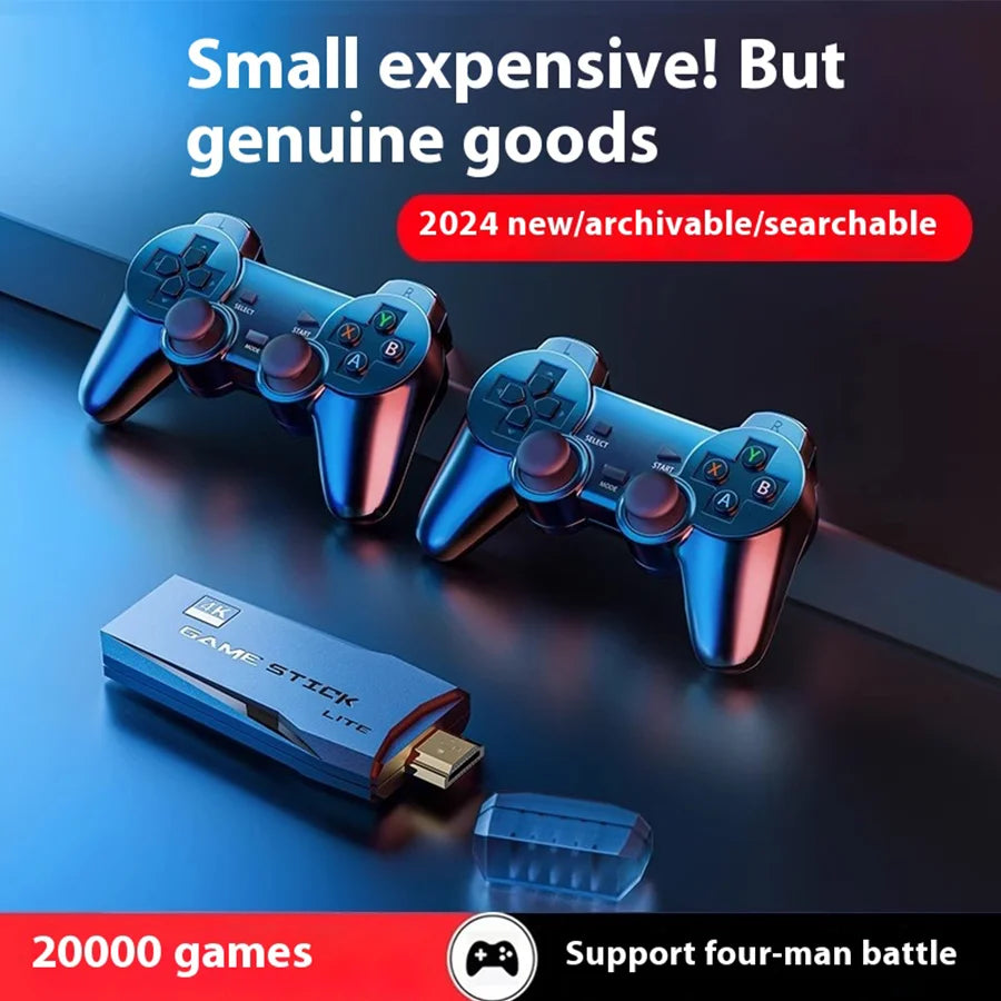 Stick per Videogiochi Wireless 2.4G con Doppio Joystick, Console di Gioco 4K, 20000+ Giochi Retrò, Regalo di Ringraziamento