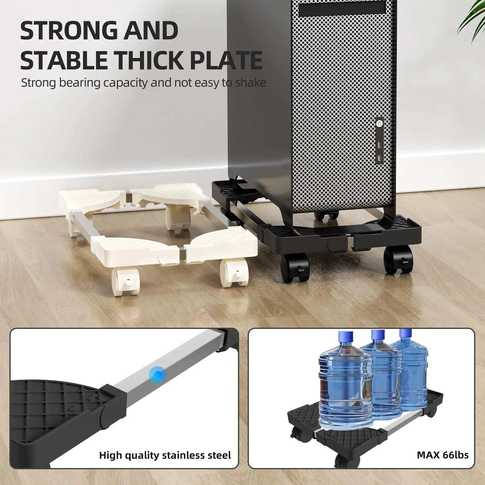 Supporto per computer per torre da tavolo adatto alla maggior parte degli accessori da scrivania per giochi per PC Supporto per CPU mobile regolabile per supporto da pavimento per PC