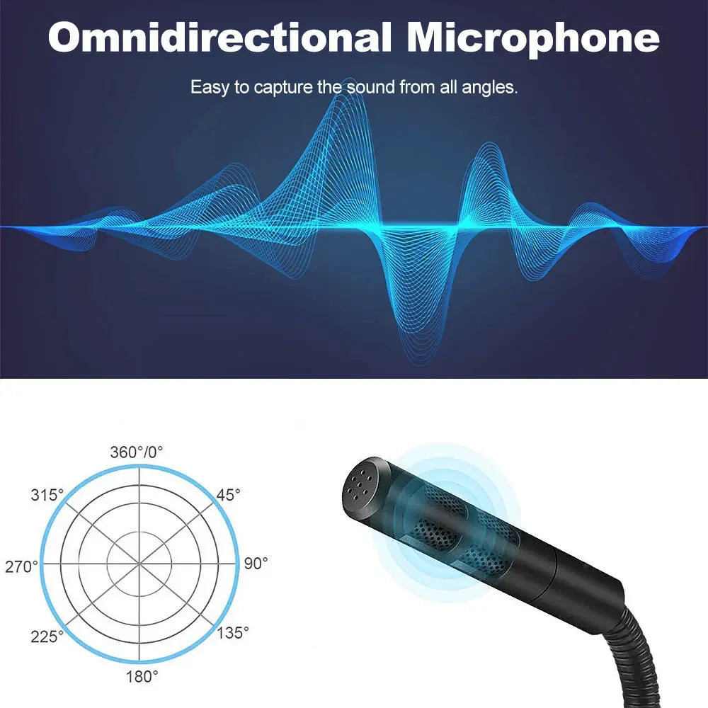Microfono per computer USB Microfono da tavolo per registrazione con cancellazione del rumore per PC portatile per chat online Home Studio Podcasting Gaming