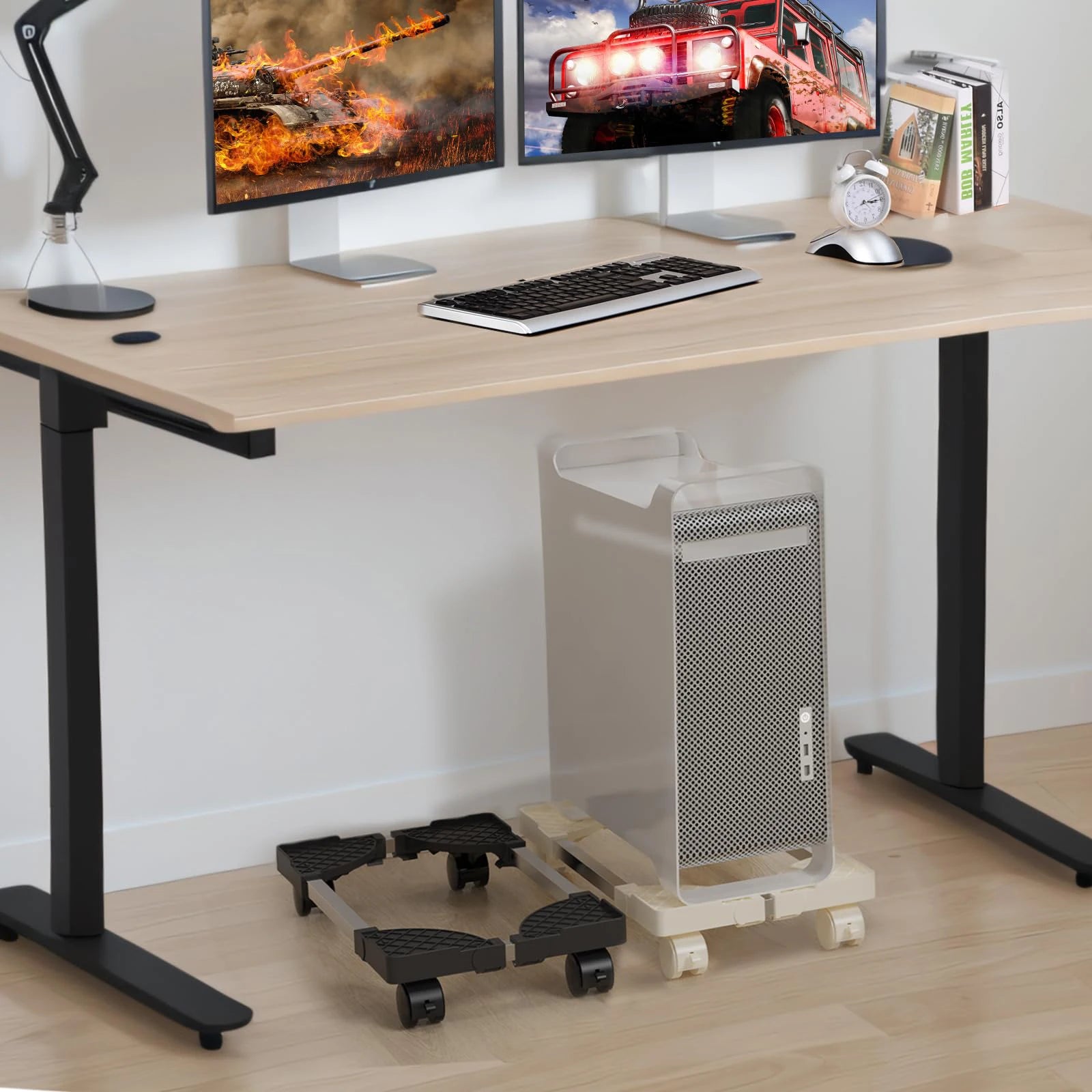 Supporto per computer per torre da tavolo adatto alla maggior parte degli accessori da scrivania per giochi per PC Supporto per CPU mobile regolabile per supporto da pavimento per PC