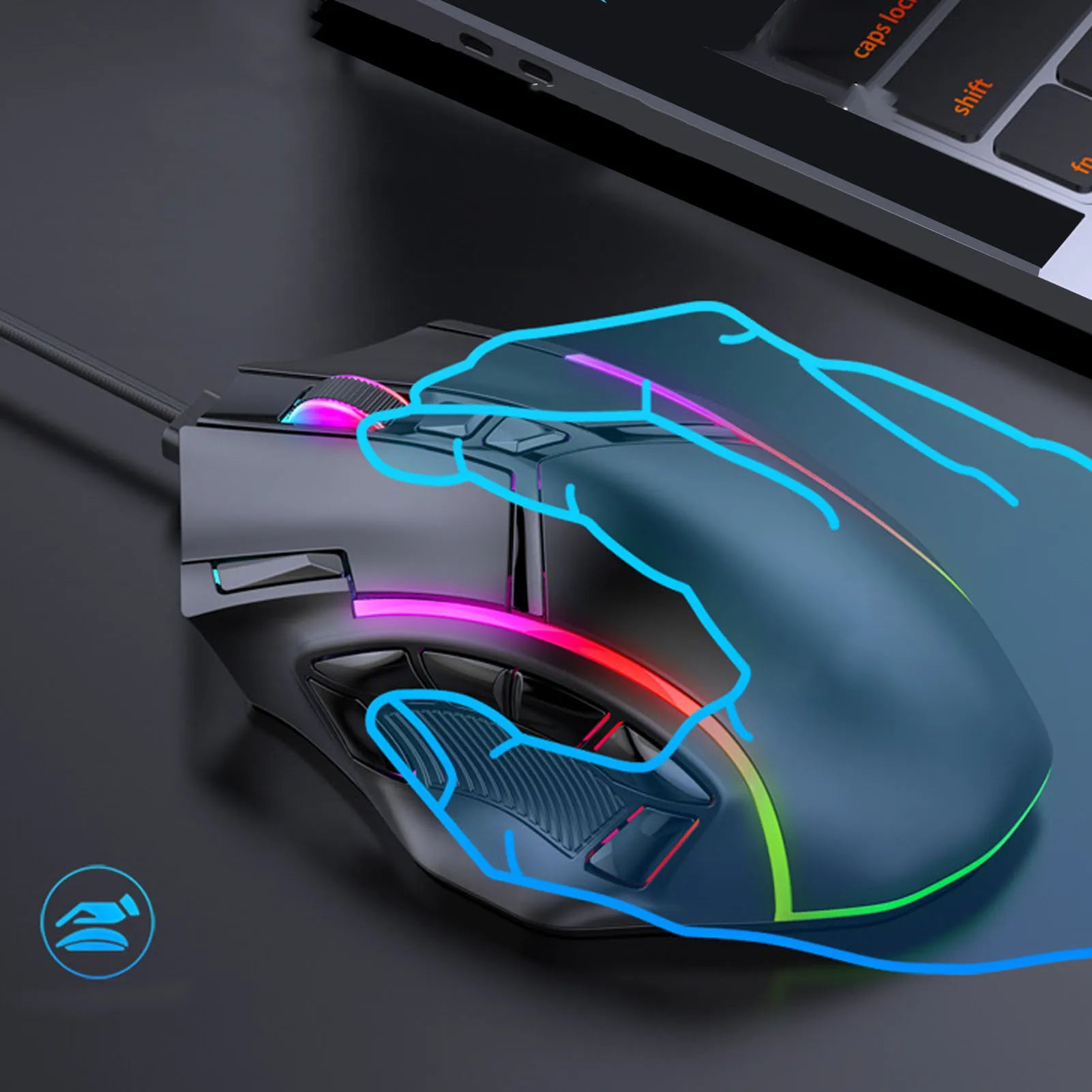 Mouse da gioco 12800 DPI Mouse da gioco RGB Mouse da gioco RGB cablato 12800 DPI 12 tasti Definizione macro Accessori di ricambio per computer